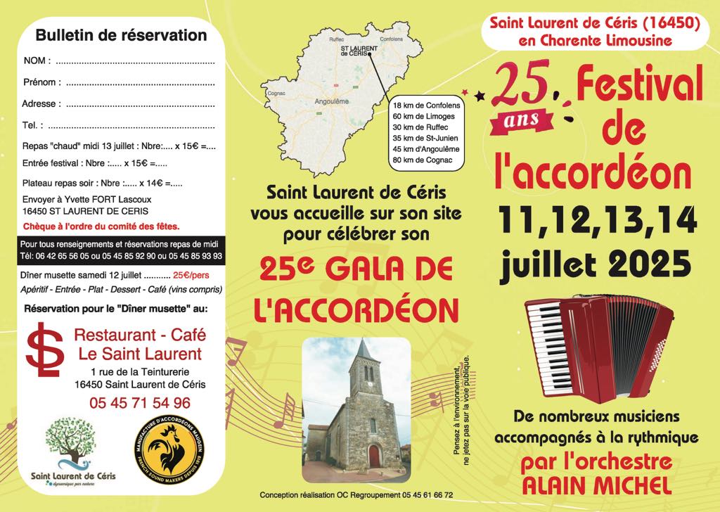 25ème Festival de St Laurent de Céris (16) du 11 au 14 juillet 2025